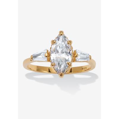 Women's 3.12 Tcw Marquise Cz 14K Yellow Gold-Plated Sterling Silver Engagement Ring by PalmBeach Jewelry in Gold (Size 10)