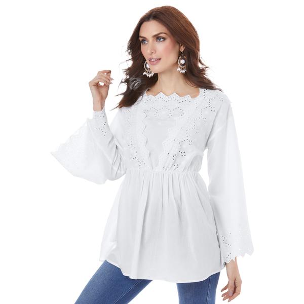 plus-size-womens-angel-sleeve-eyelet-tunic.-by-roamans-in-white--size-26-w-/
