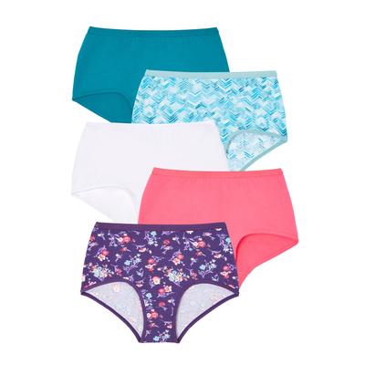 Plus Size Women's Full Coverage Stretch Cotton Brief 5-Pack by Comfort Choice in Tossed Garden Pack (Size 9) Underwear