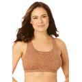 Plus Size Women's Leading Lady® Serena Low-Impact Wireless Active Bra 0514 by Leading Lady in Mocha Leo Dot (Size 50 DD/F/G)