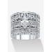 Women's 3 Piece 3.38 Tcw Marquise Cubic Zirconia Platinum-Plated Bridal Ring Set by PalmBeach Jewelry in White (Size 7)
