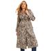 Plus Size Women's Faux-Suede Trench Coat by June+Vie in Natural Layered Animal (Size 18/20)