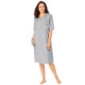 Plus Size Women's Satin Trim Cotton Sleepshirt by Dreams & Co. in Heather Grey Scroll Heart (Size 1X/2X) Nightgown