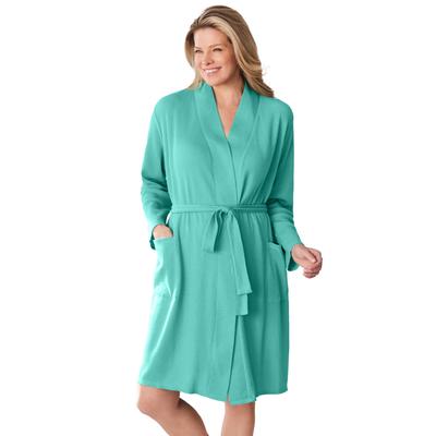 Plus Size Women's Thermal Robe by Dreams & Co. in Aquatic Green (Size L)