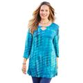 Plus Size Women's Seasonless Swing Tunic by Catherines in Waterfall Painterly Plaid (Size 0X)