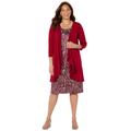 Plus Size Women's Soft Knit Jacket Dress by Catherines in Rich Burgundy Watercolor Paisley (Size 2X)