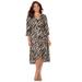 Plus Size Women's Easy Faux Wrap Dress by Catherines in Chai Latte Zebra (Size 6X)