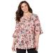 Plus Size Women's GEORGETTE PINTUCK BLOUSE by Catherines in Neutral Painterly Floral (Size 6X)