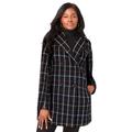 Plus Size Women's A-Line Wool Peacoat by Jessica London in Warm Simple Plaid (Size 12) Winter Wool Double Breasted Coat