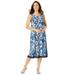 Plus Size Women's Reversible Dress by Woman Within in Navy Watercolor Bouquet (Size M)