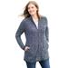 Plus Size Women's Zip Front Shaker Cardigan by Woman Within in Black White Marled (Size L) Sweater