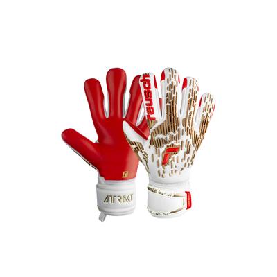 Torwarthandschuhe REUSCH "Attrakt Freegel Silver" Gr. 9, weiß (weiß, braun, rot) Damen Handschuhe Sporthandschuhe