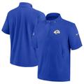 Men's Nike Royal Los Angeles Rams Sideline Coach Short Sleeve Hoodie Quarter-Zip Jacket