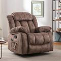 Ebern Designs 35" Wide Compact Swivel Rocker w/ Heat & Massage Durable Lounge Chair Mildew Resistant/Cotton in Brown | 39 H x 35 W x 31 D in | Wayfair