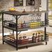 17 Stories Bar w/ Wine Storage Wood/Metal in Gray/Black | 43.31 H x 47.24 W x 35.43 D in | Wayfair 468948EB031A4B82AD34358A732EA855