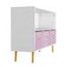 Ebern Designs Luretha Bookcase w/ Collapsible Fabric Drawers Children's Book Display Toy Storage Cabinet Wood in Pink | Wayfair
