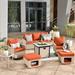 Red Barrel Studio® Crocifisso 7 Piece Sofa Seating Group w/ Cushions Synthetic Wicker/All - Weather Wicker/Wicker/Rattan in Orange | Outdoor Furniture | Wayfair