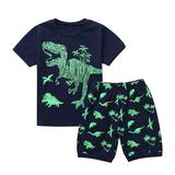 B91xZ Baby Boy Outfits Baby Sleepwear Shorts Toddler Print Dinosaur Boys Pajamas Tops Kids Pants Set Boys Summer Outfit Navy Sizes 18-24 Months