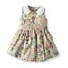 Savings Clearance 2024! Funicet Toddler Girl Summer Dresses Sleeveless Vintage Floral Princess Button Down Pleated Tank Dresses