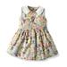 Funicet Toddler Girl Summer Dresses Sleeveless Vintage Floral Princess Button Down Pleated Tank Dresses