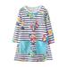 ZRBYWB Girls Dress Toddler s Long Sleeve Dress Butterflies Stripes Cartoon Appliques Print A Line Flared Skater Dress Cotton Dress Outfit Summer Clothes