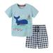 Boys Outfits Summer Summer Beach Short Sleeve Whales T Shirts Tops With Shorts Set Cute Clothes Size 5 Years Blue