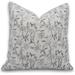 Fabdivine Block Print Throw Pillow Cover 14x20 Inch Off White Linen Decorative Cushion Cover Floral Print Boho Design White Pillow Cover for Sofa and Couch
