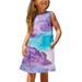 ZCFZJW Little Girls Dress Short Sleeve Toddler Summer Sundress Cute Marble Pattern Print Sleeveless Crewneck Pullover Tank Dress Trendy A-Line Short Mini Dress Purple 11-12 Years