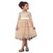 StylesILove Princess 3/4 Sleeve Midi Length Floral Lace A-line Wedding Dress Flower Girl Clothes Beige 110/3-4 Years