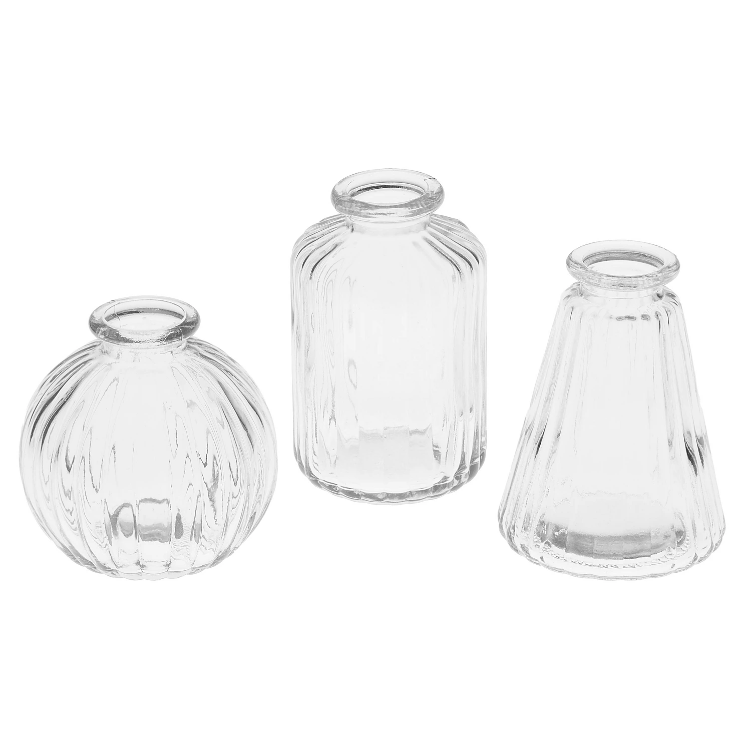 Glasvasen, gerillt, 8–10 cm, 3 Stück Image