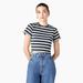 Dickies Women's Striped Cropped Baby T-Shirt - Black/teal Explorer Stripe Size S (FSR51)