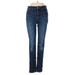 J.Crew Jeans - Mid/Reg Rise Skinny Leg Denim: Blue Bottoms - Women's Size 26 - Dark Wash