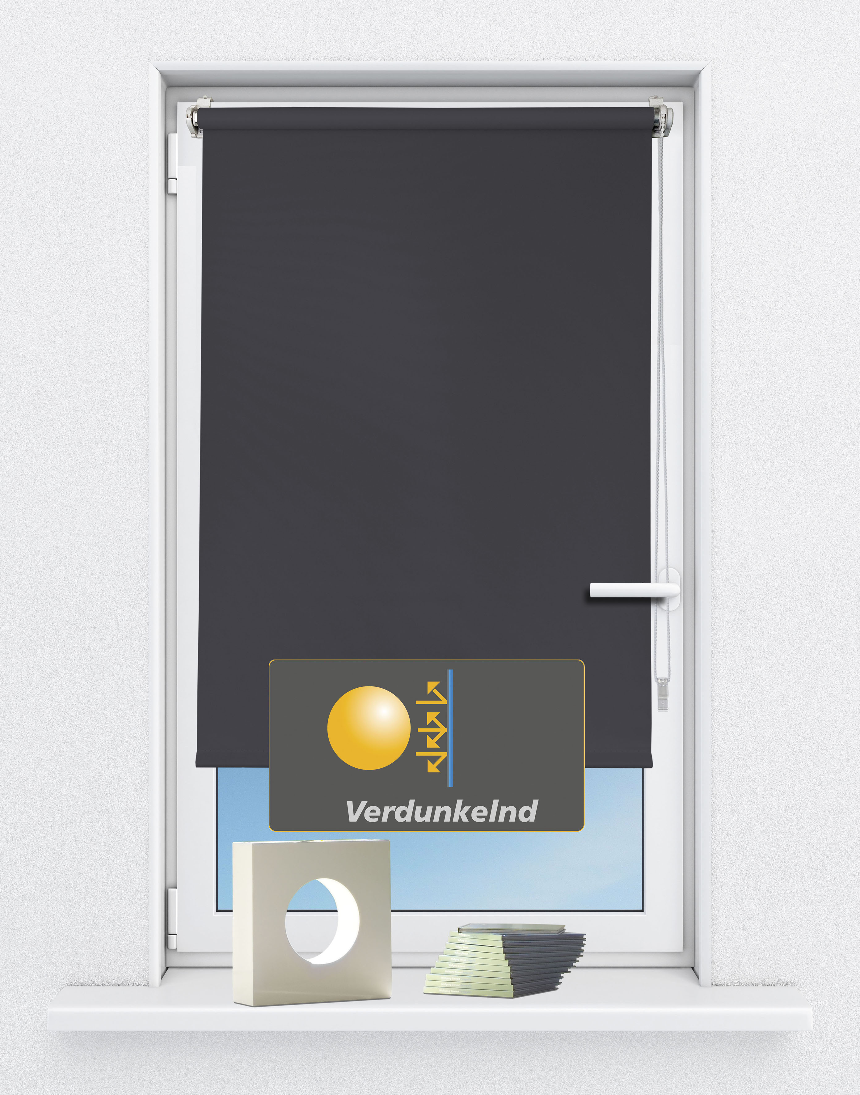 Seitenzugrollo KUTTI "Seitenzugrollo 'Luna', verdunkelnd, Klemmfix, ohne Bohren, Fixmaß" Gr. 2, grau (stahlgrau), B:70cm H:160cm, Polyester, Rollos, Seitenzugrollo, Sichtschutz, Sonnenschutz