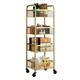 Slide Out Storage Cart,3 Tier Bathroom Storage Organizer Rolling Utility Cart,Mobile Shelving Unit Organizer Trolley,Kitchen Metal Storage Cart with Wheels,Easy Assembly (Color : Gold, Size : 4 Tier
