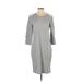 Chadwicks Casual Dress - Sheath Crew Neck 3/4 sleeves: Gray Print Dresses - Women's Size Small