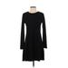 Trafaluc by Zara Casual Dress - A-Line Crew Neck Long sleeves: Black Print Dresses - Women's Size Small