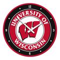 Red Wisconsin Badgers Modern Disc Wall Clock