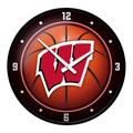 Orange Wisconsin Badgers Basketball Modern Disc Wall Clock