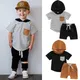 Sweat à capuche à manches courtes avec poches et Short extensible pour enfants tenue d'été pour