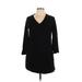 Soma Casual Dress - Shift V Neck 3/4 sleeves: Black Print Dresses - Women's Size Medium