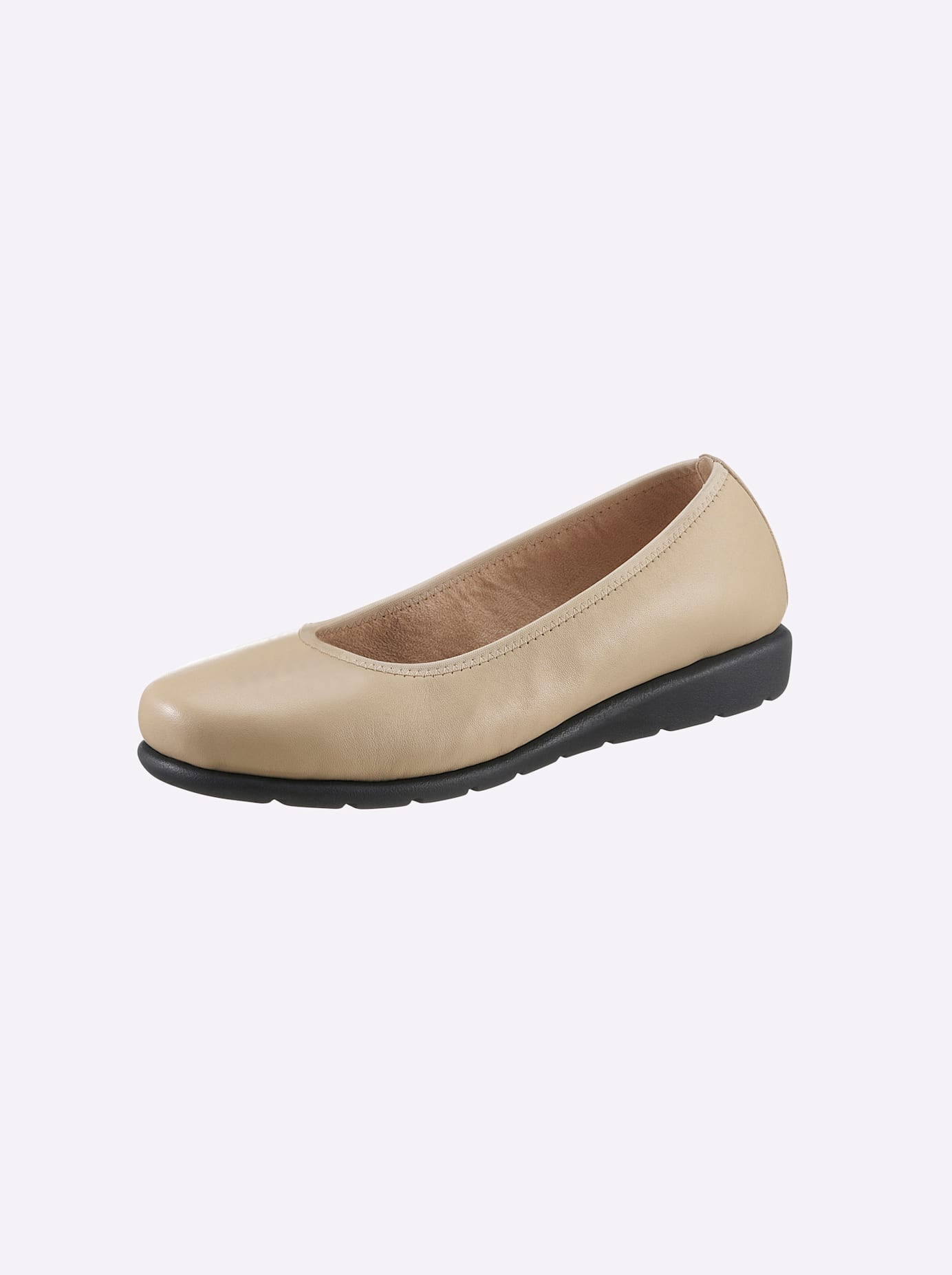 Ballerina CLASSIC BASICS, Damen, Gr. 38, beige, Glattleder, Basic, Schuhe Ballerina