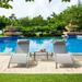 Pool Lounge Chairs and Table Set of 3, Adjustable Backrest Chaise Lounges, All Weather Recliners for Deck, Poolside