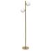 66" Tall Mid Century Modern Standing Tree Floor Lamp with Dual White Glass Globe Shade for Home Decor - 13"L x 10"W x 66"H