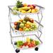 3 Tier Foldable Fruit Basket Kitchen Storage Rolling Cart, Living Room Baskets - 13.8"L x 10.6"W x 21.7"H