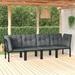 vidaXL Patio Corner Chair with Cushions Black and Gray Poly Rattan