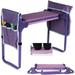 Garden Kneeler and Seat Upgraded Gardening Stool Bench with 2 Tool Pouches & EVA Foam Pad, Purple - 23.6"(L) x 11"(W) x 18.9"(H)