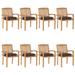 vidaXL Stacking Patio Chairs with Cushions 8 pcs Solid Teak Wood - 23.6'' x 22.6'' x 35.4''