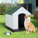 Plastic Dog House 32 inch Large Dog Houses for Small to Large Dogs All Weather Indoor Outdoor Doghouse with Base Support for Winter Tough Durable House Green