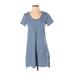 Universal Thread Casual Dress - Shift Scoop Neck Short sleeves: Blue Print Dresses - Women's Size X-Small