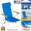 Popular Pick- Goorabbit Folding Beach Chairs For Outdoors Folding Reclining Beach Chair with Cup Holder Lounge Chair for Picnic Patio Pool 220lbs Weigh Capacity Blue